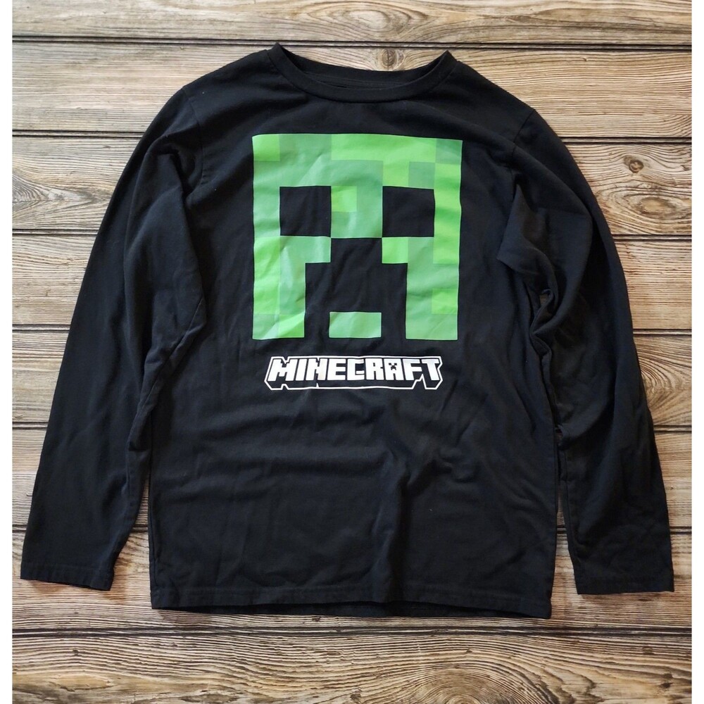 Minecraft Kid's Large long sleeve black t-shirt